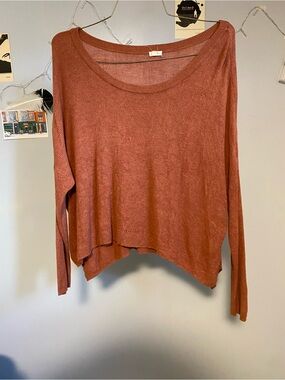 Garage Rust Scoop Neck Lightweight Long Sleeve Top